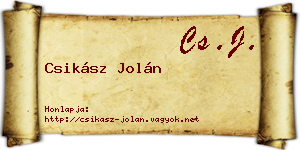 Csikász Jolán névjegykártya